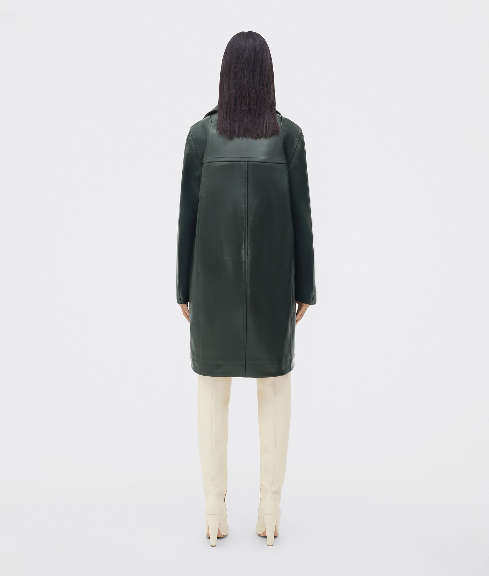 curved shape leather coat - 3