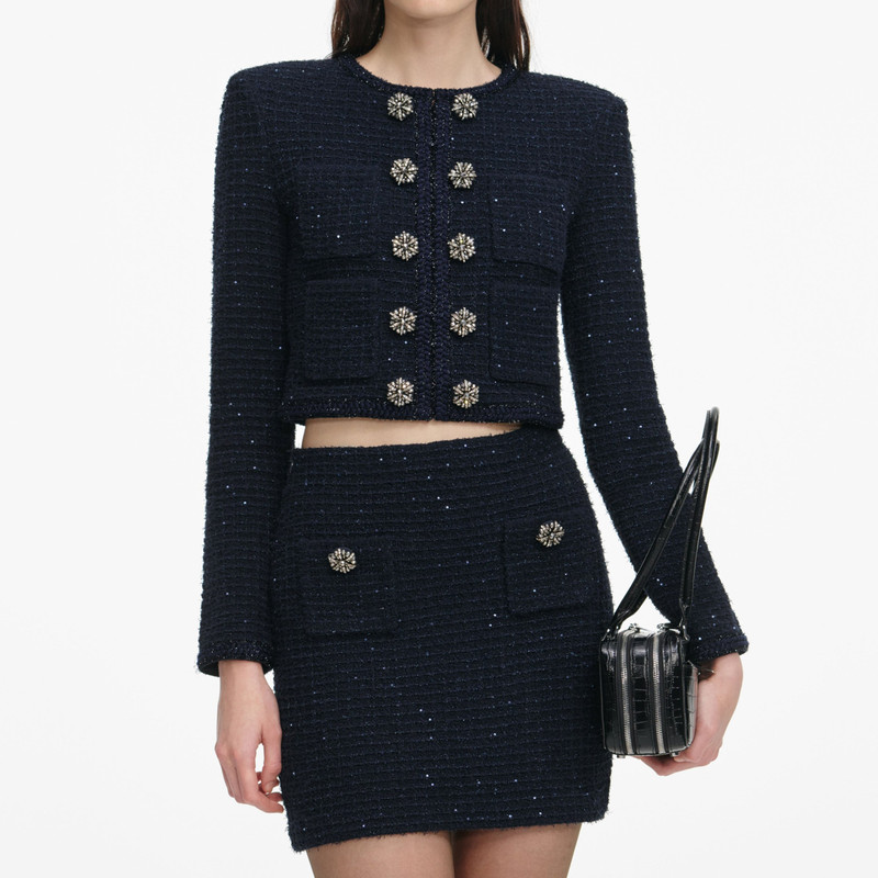 Navy Textured Knit Mini Skirt 4