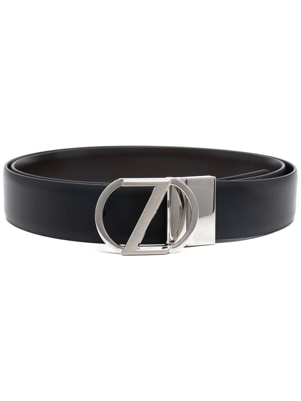 logo-plaque leather belt - 1