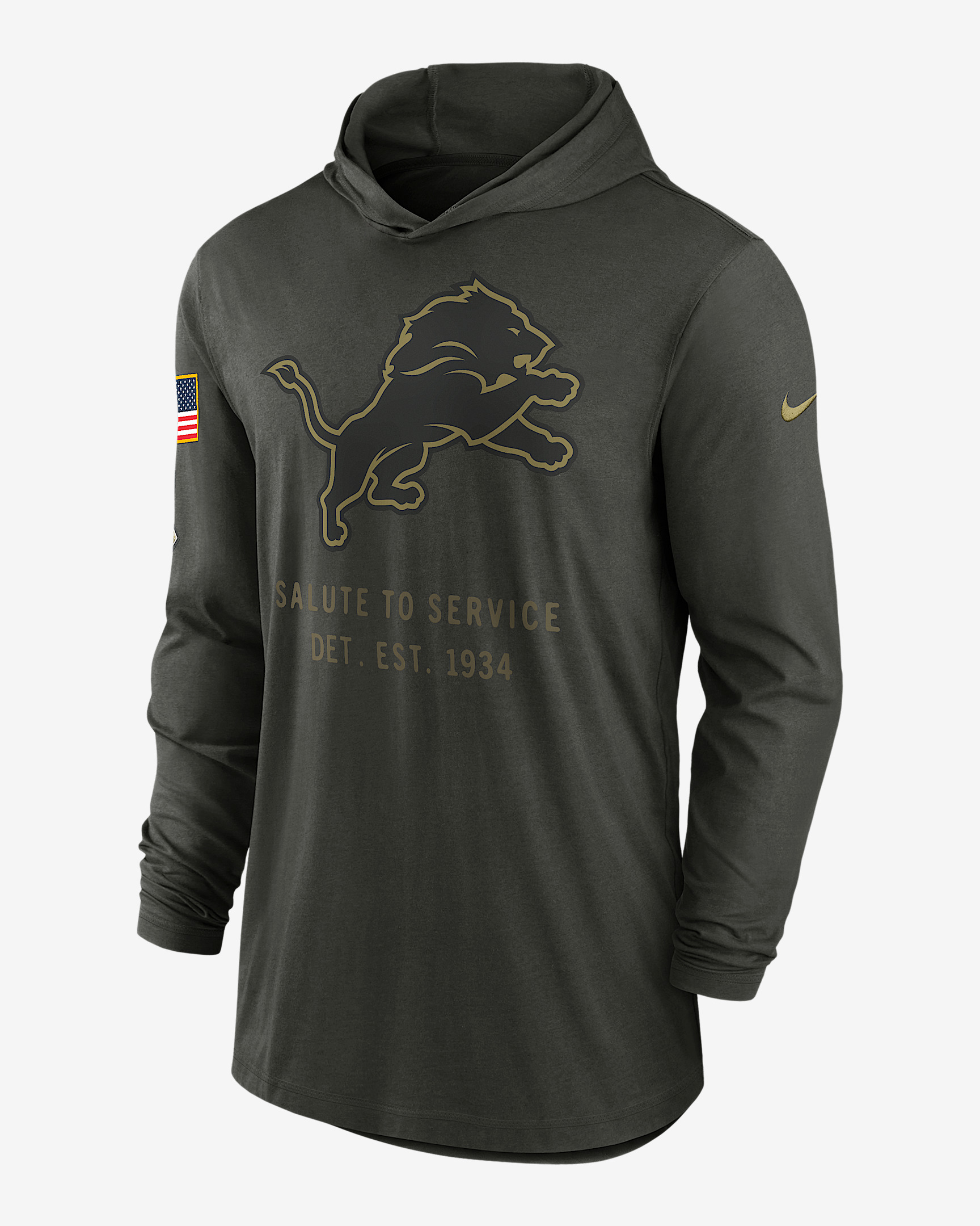 Detroit Lions Salute to Service Sideline Men’s Nike Dri-FIT NFL Long-Sleeve Hooded Top - 1