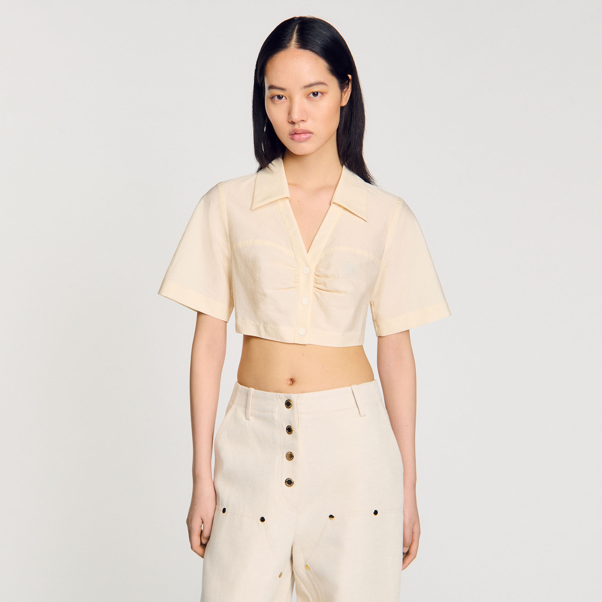 CROPPED GATHERED SHIRT - 4