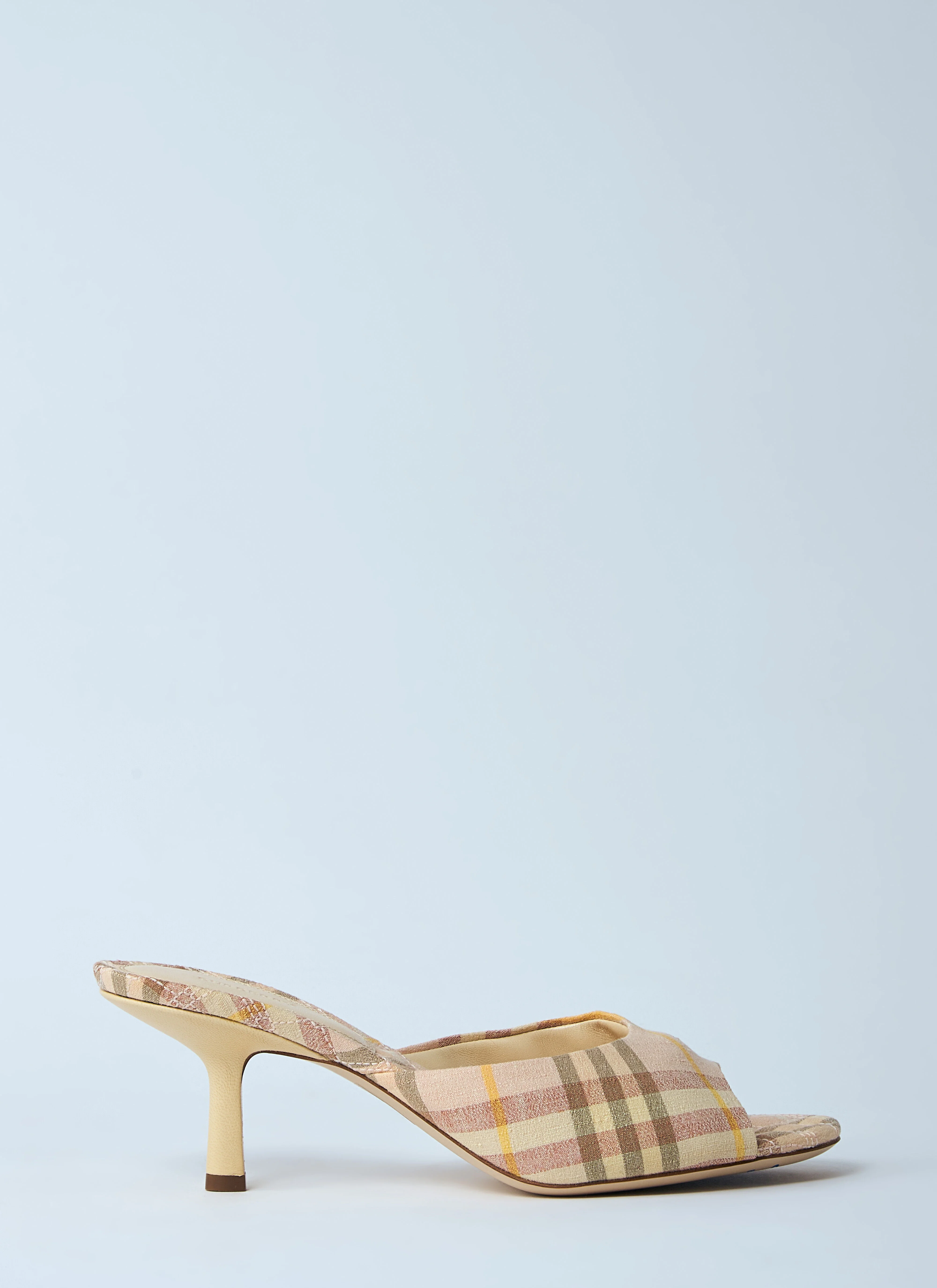 Check Heeled Mules - 1