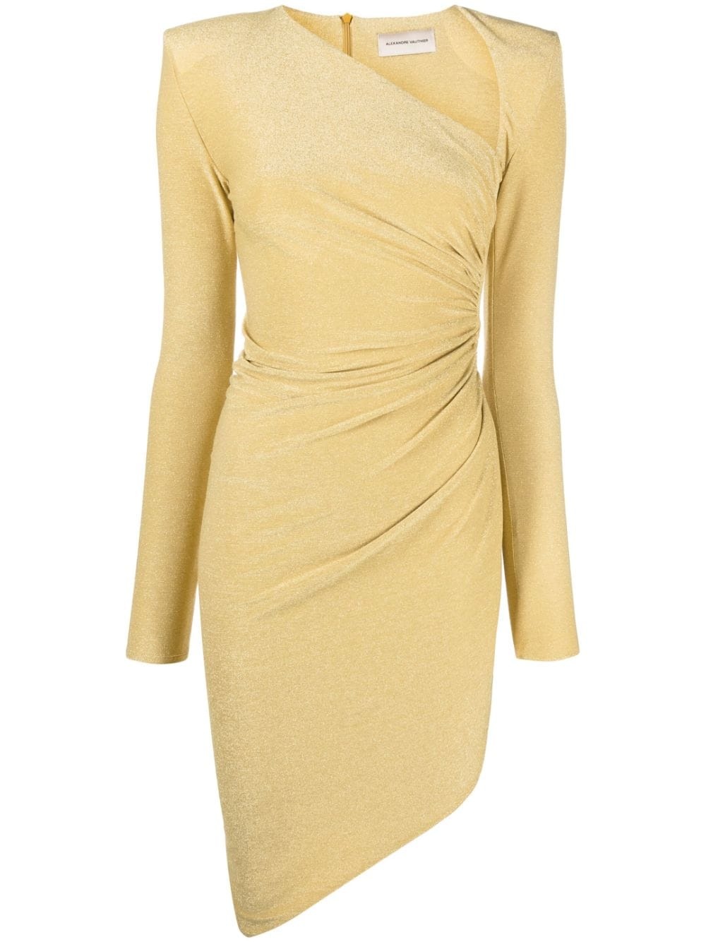 metallic-sheen asymmetric fitted dress - 1