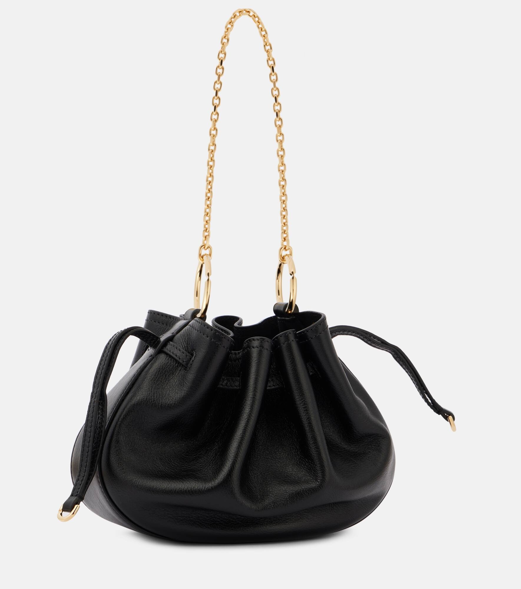 Pumpkin Mini leather bucket bag - 4