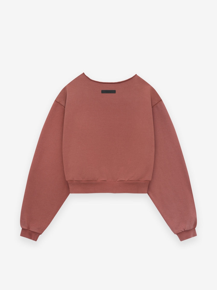Womens Heavy Fleece Raw Cropped Crewneck - 2