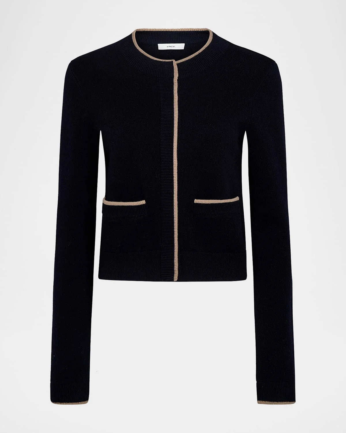 Contrast Wool-Cashmere Snap Cardigan - 1