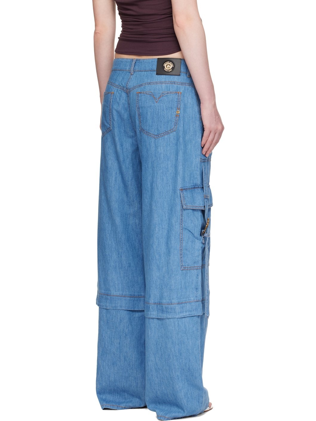 Blue Baroque Buckle Cargo Jeans - 3