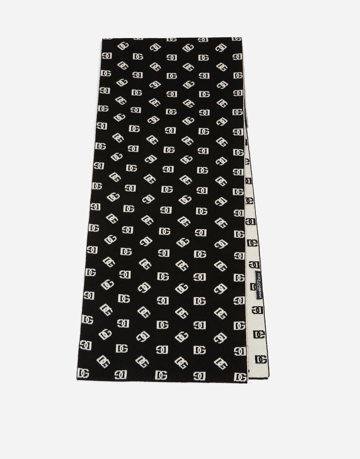 Wool and cashmere jacquard scarf with DG logo - 1