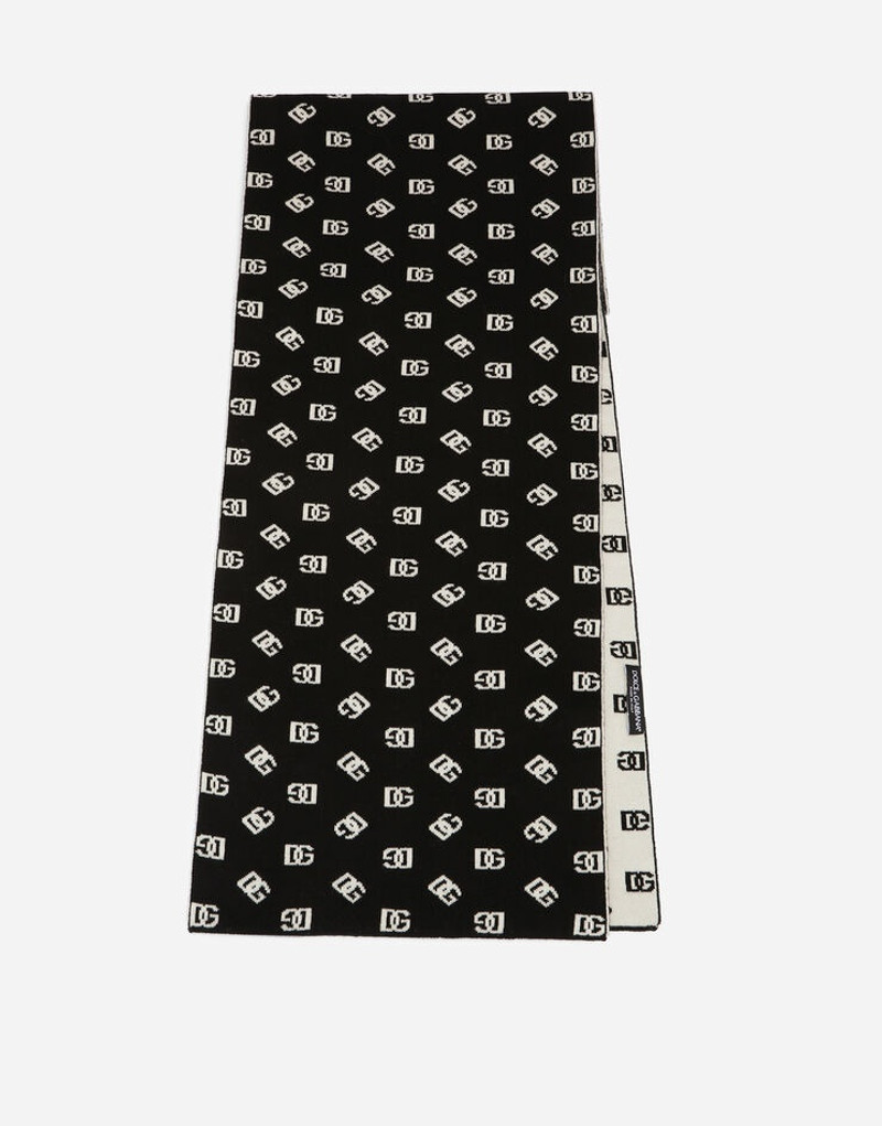 Wool and cashmere jacquard scarf with DG logo 1
