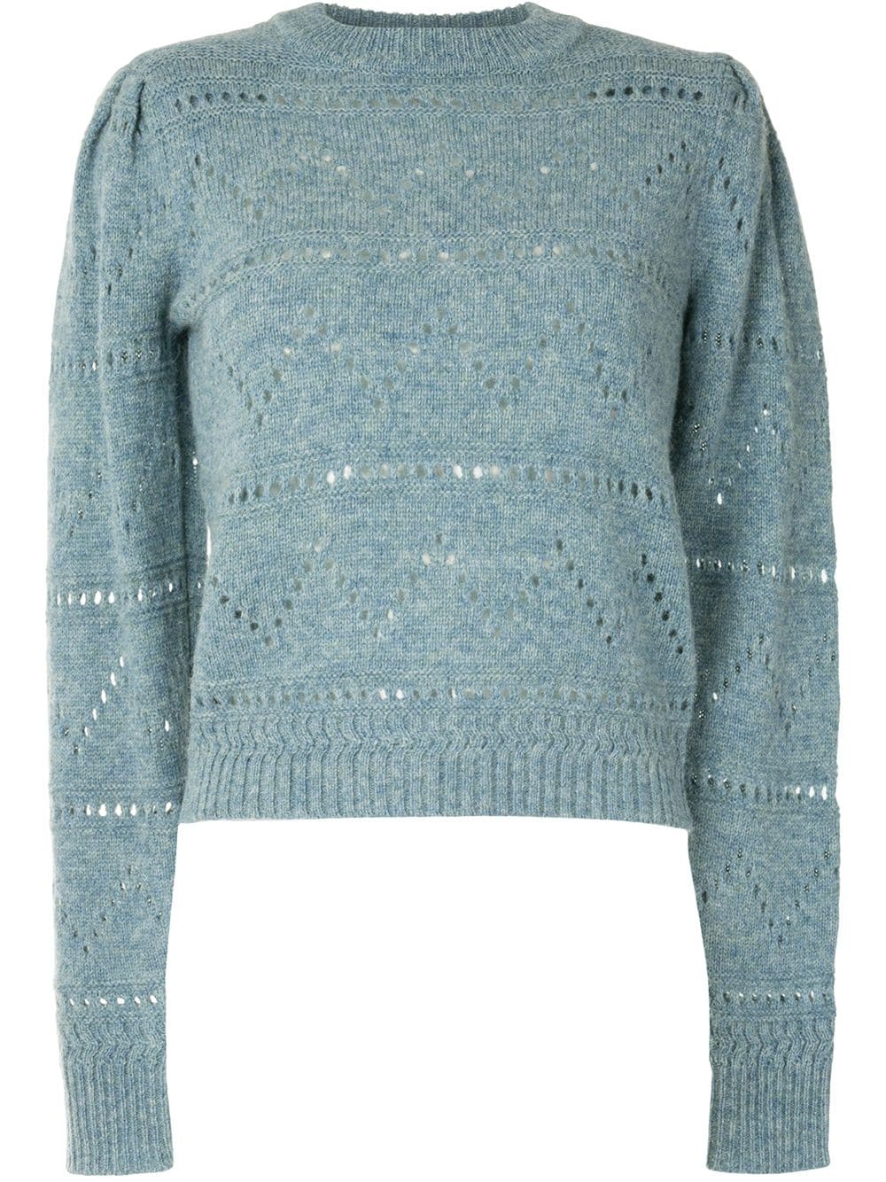 perforated-knit crew neck jumper  - 1