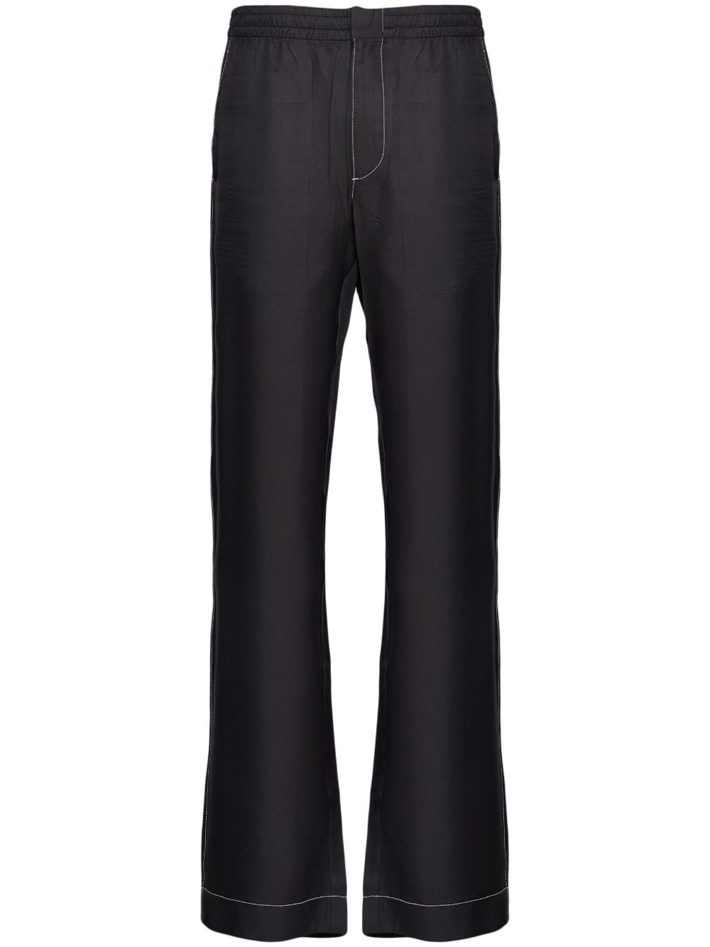 slip-on silk straight trousers - 1
