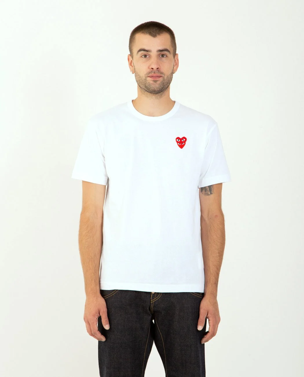 Stacked Red Heart Tee White - 1