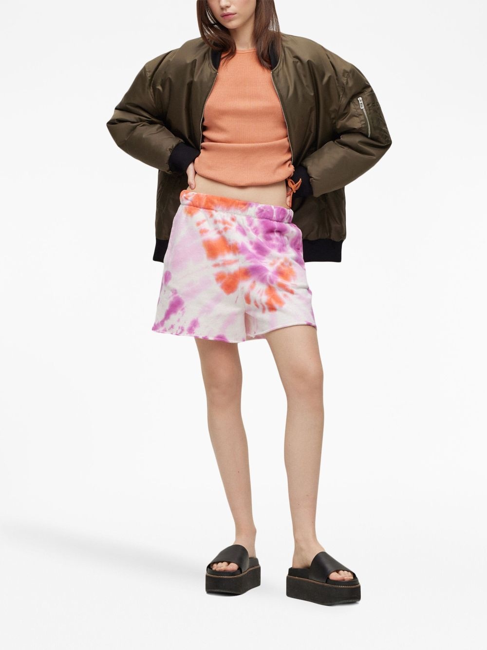 tie-dye print track shorts - 2