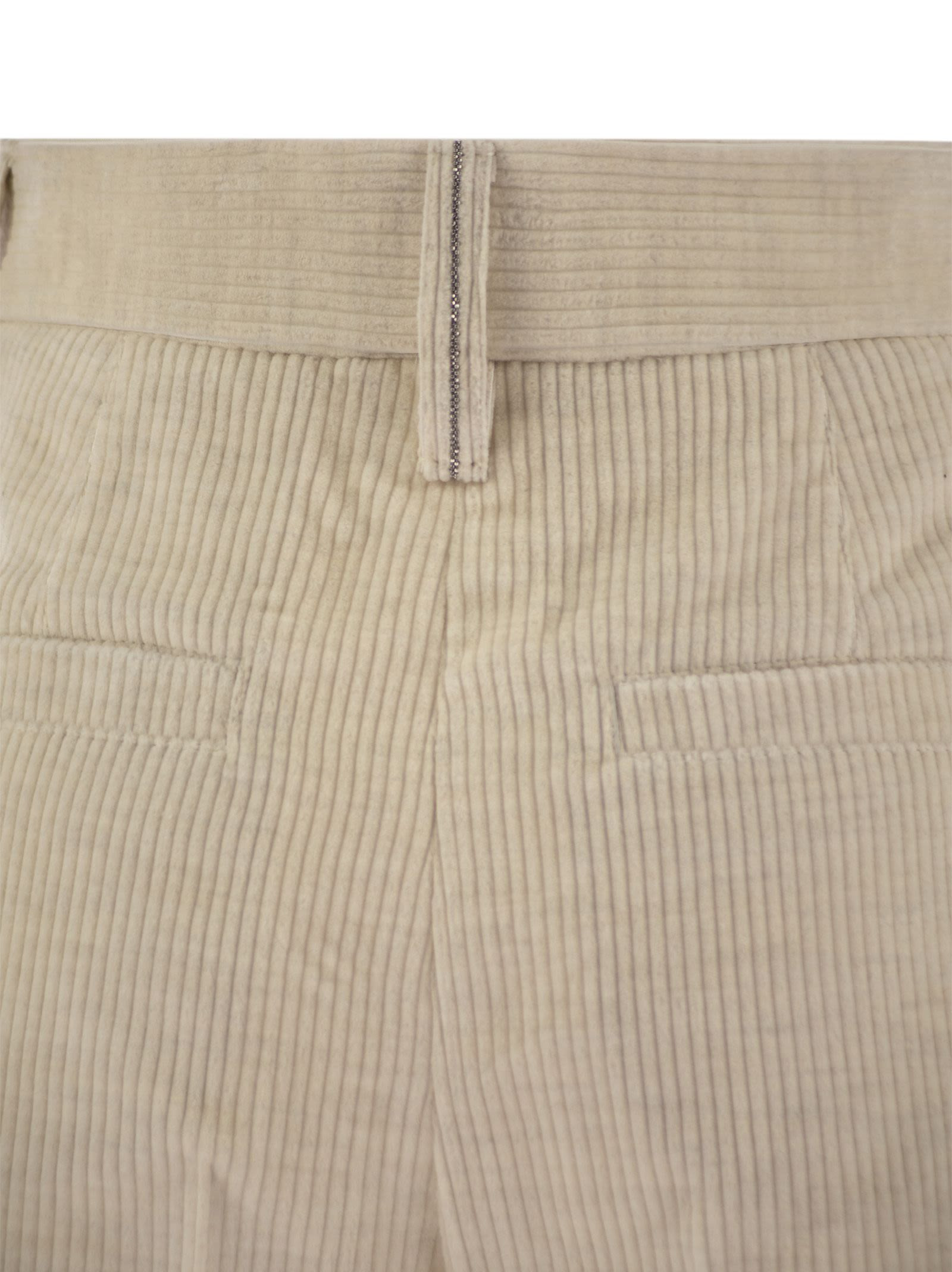 Brunello Cucinelli Women Striped Canvas Trousers In Viscose And Comfort Cotton With Necklace - 4