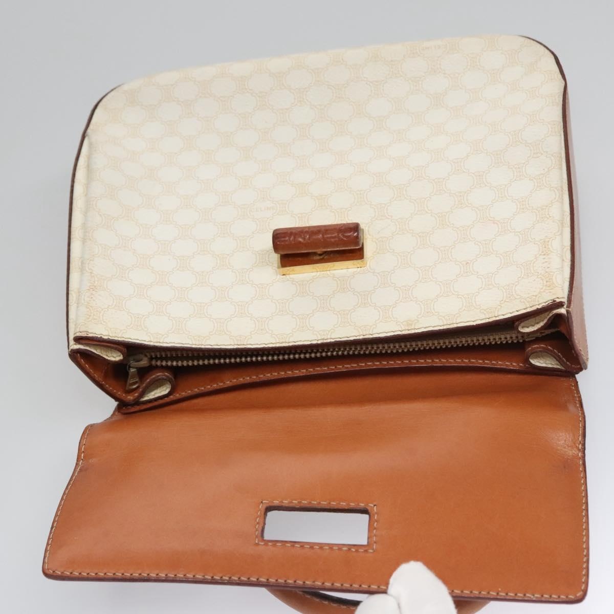 CELINE Macadam Canvas Hand Bag Pvc Leather White - 10