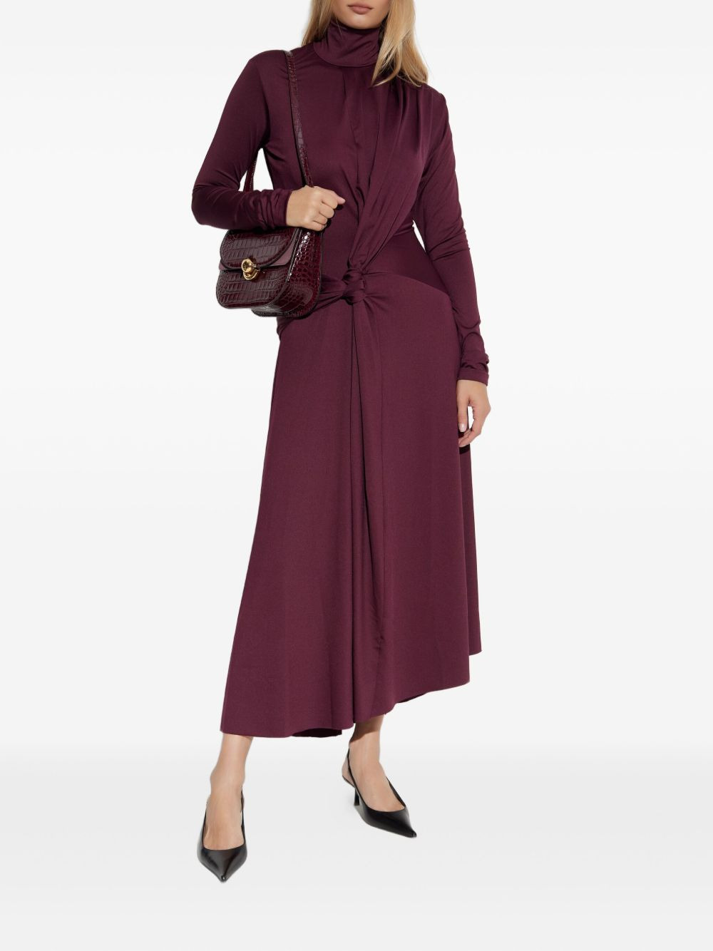 turtleneck knot-detail asymmetrical dress - 2