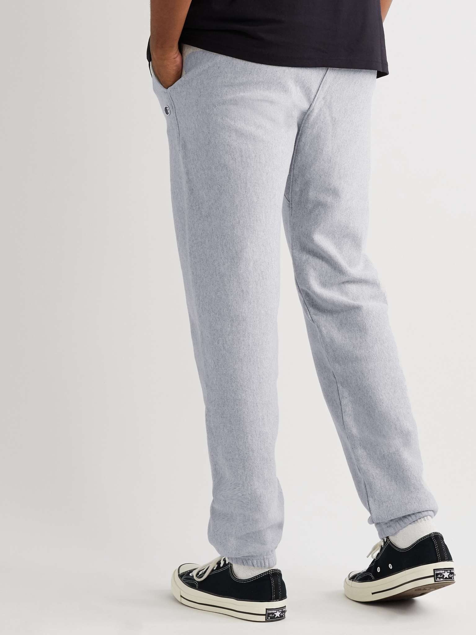 Slim-Fit Melange Fleece-Back Cotton-Blend Jersey Sweatpants - 4