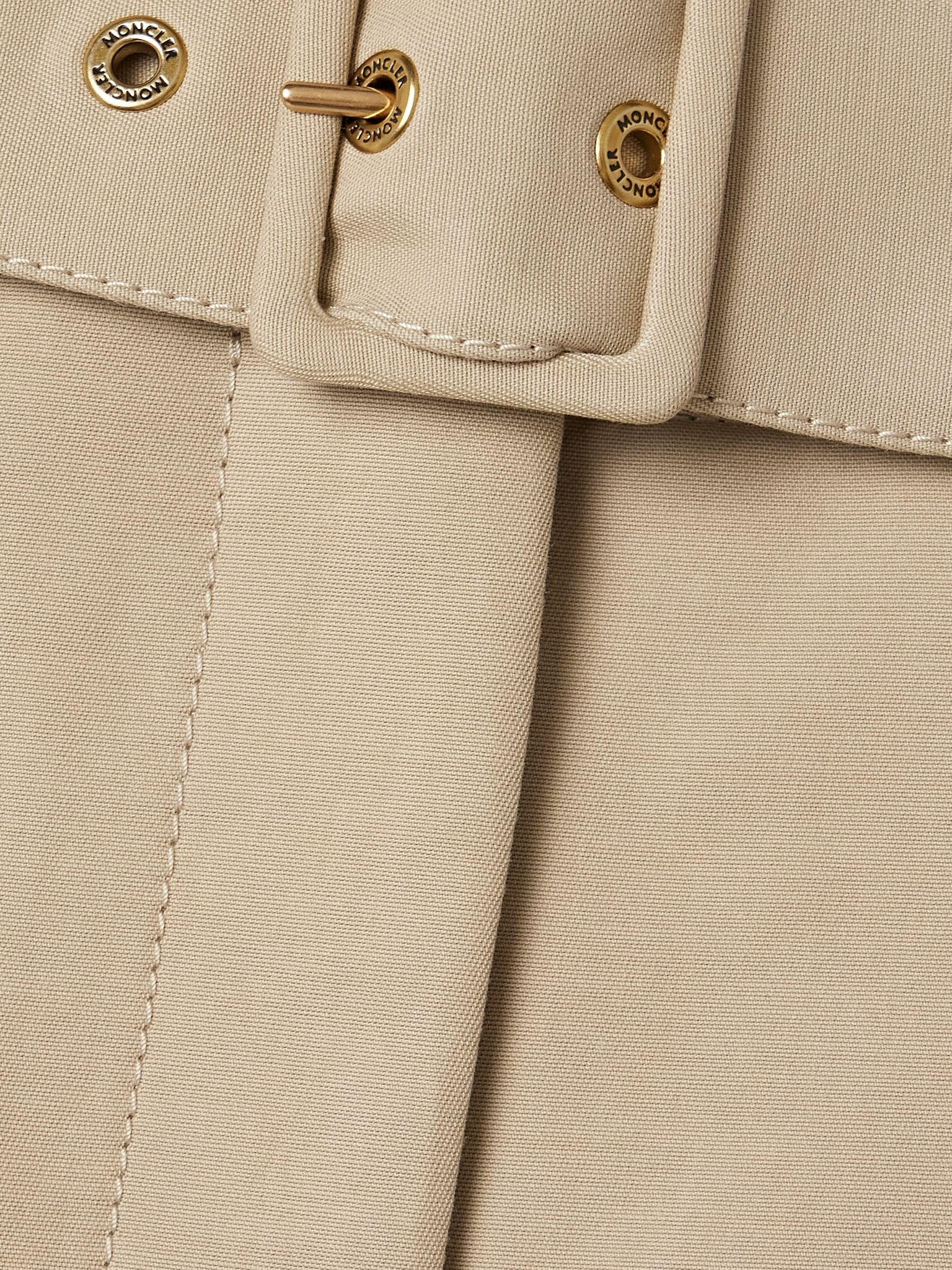 Belted cotton-gabardine midi skirt Tan - 5