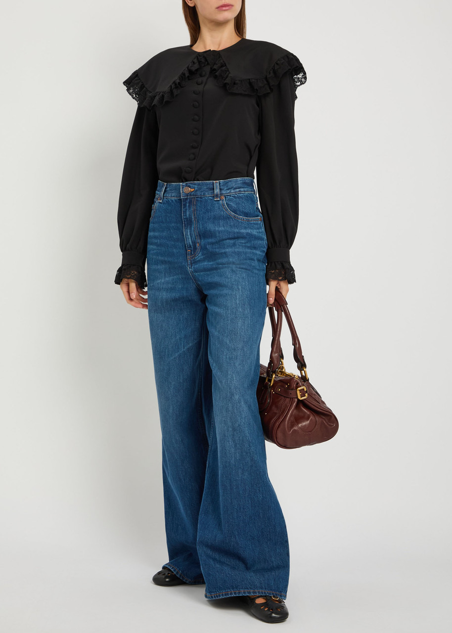 Chloe Lace-embellished Silk-georgette Blouse - 4