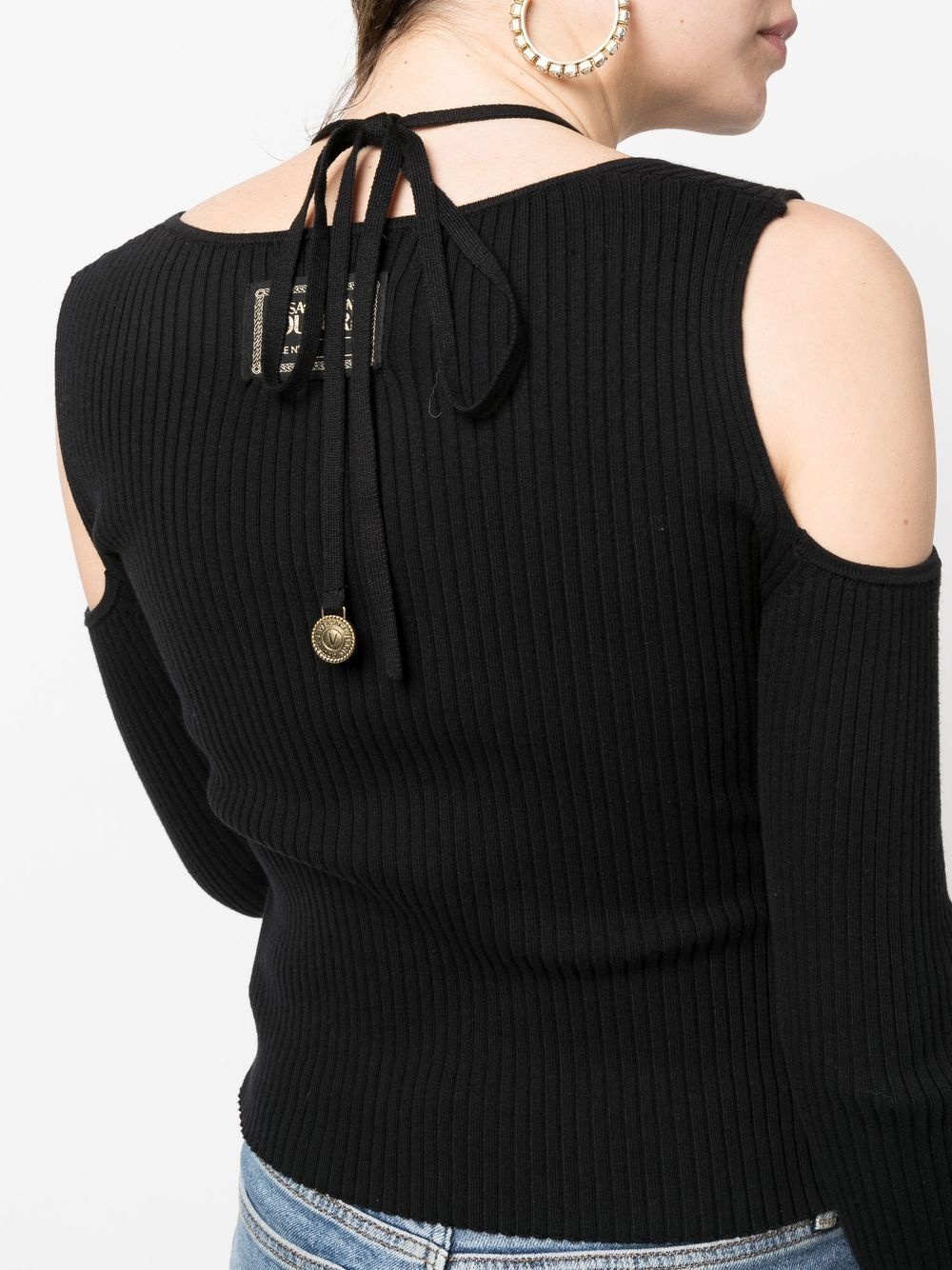 open-shoulder ribbed jumper - 5