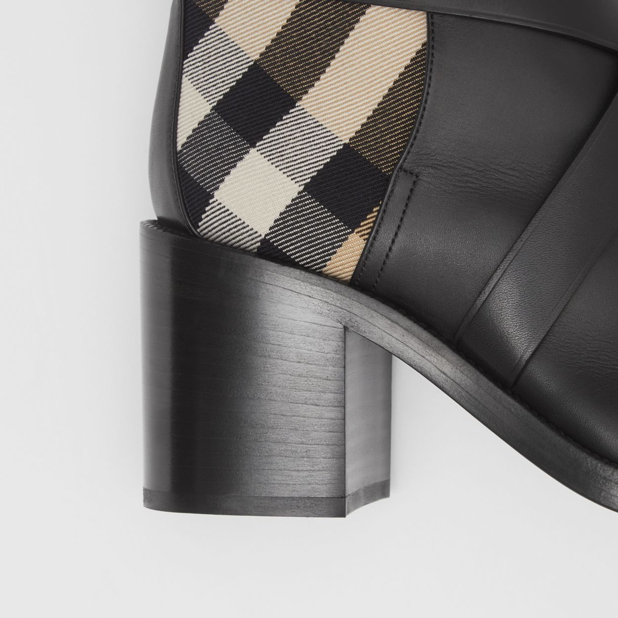 Vintage Check and Leather Ankle Boots - 3