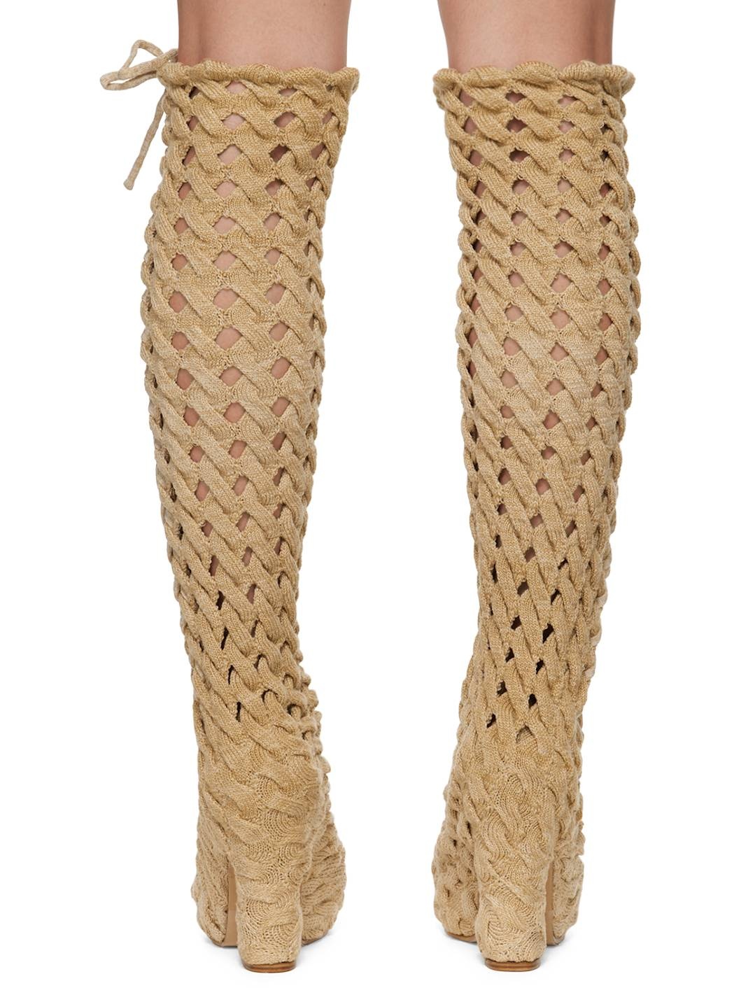 SSENSE Exclusive Beige Spiral Cable Boots - 2