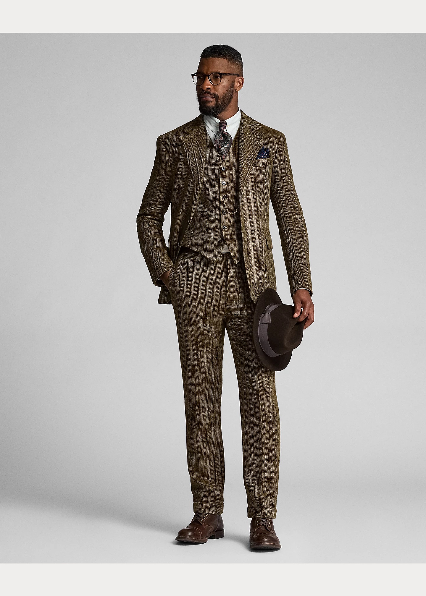 Slim Fit Herringbone Suit Trouser - 2