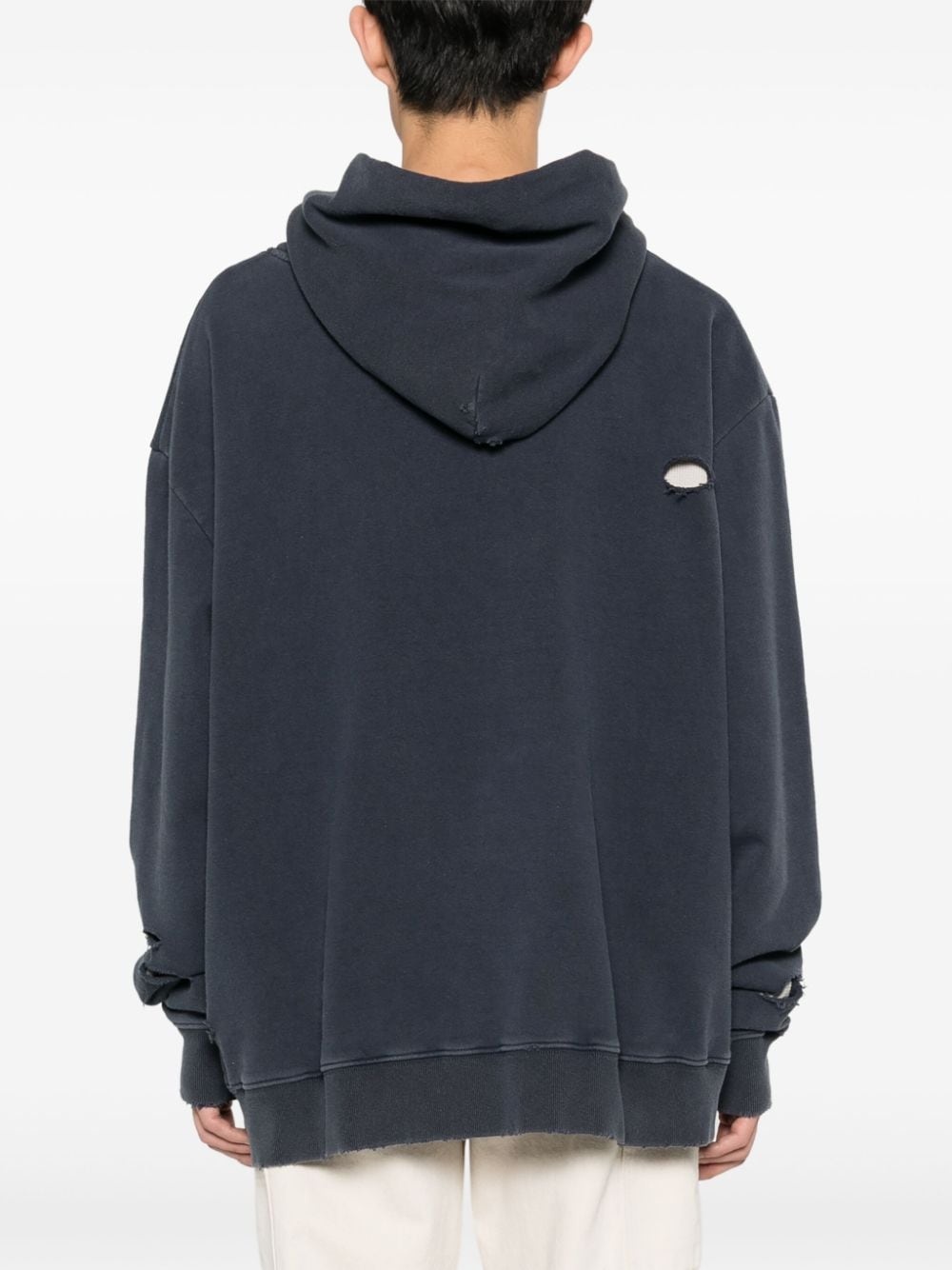 layered distressed cotton hoodie - 4