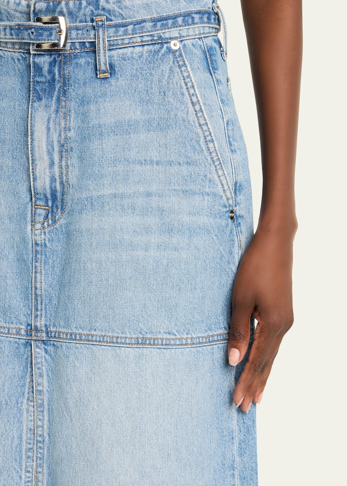 Cecilia Belted Denim Midi Skirt - 5