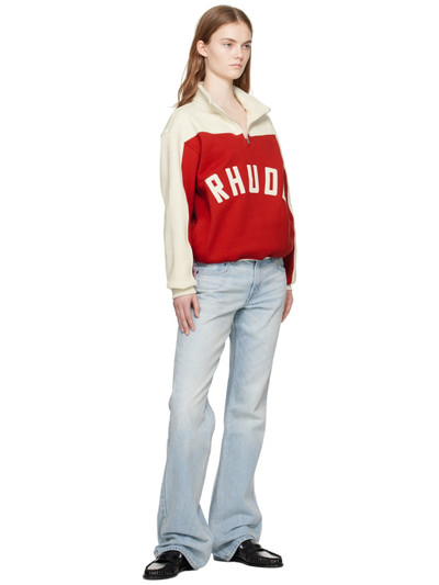 Rhude Red & Off-White Paneled Sweatshirt outlook