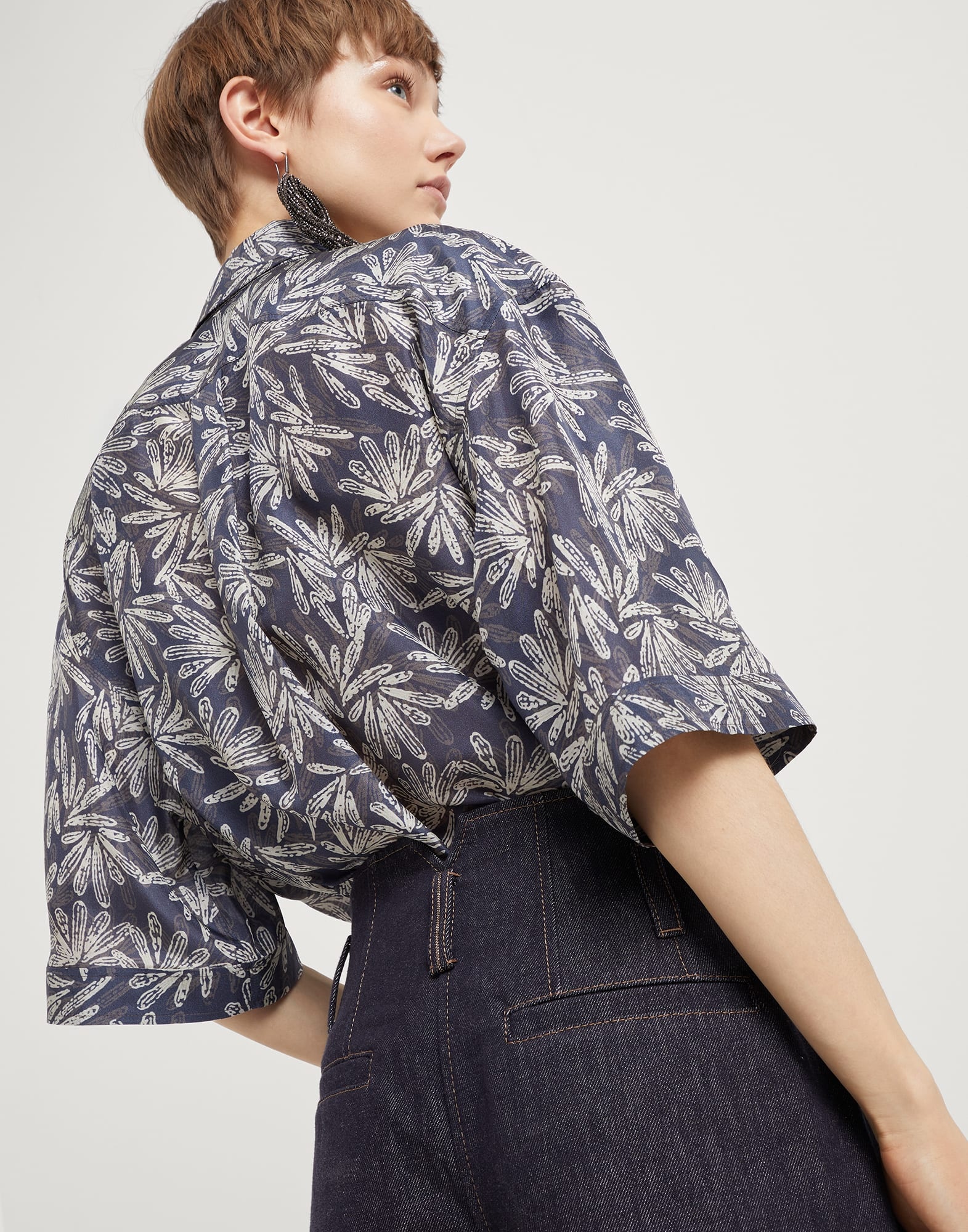 No-fade denim corset shorts with monili - 3
