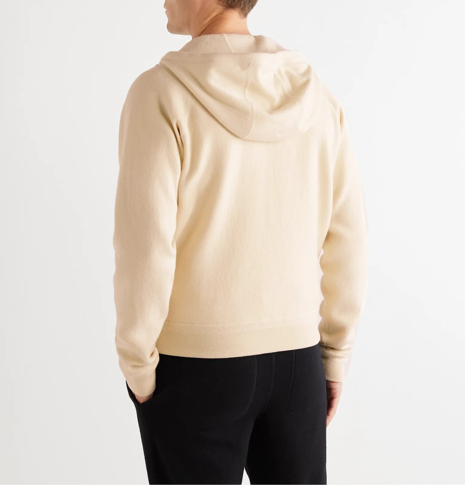 Leather-Trimmed Cashmere-Blend Zip-Up Hoodie - 4