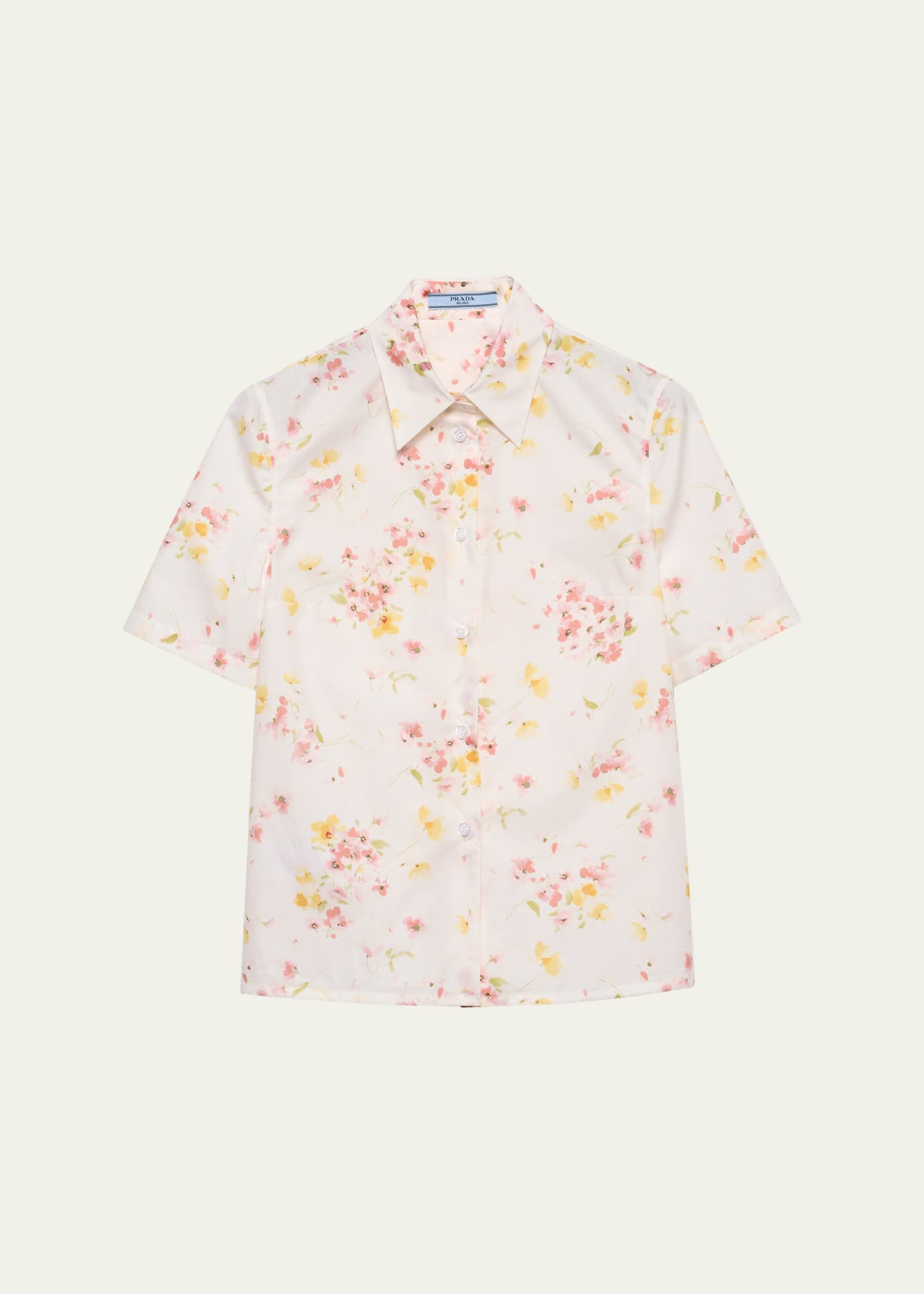 Bouquet Poplin Short-Sleeve Button-Down Blouse - 1