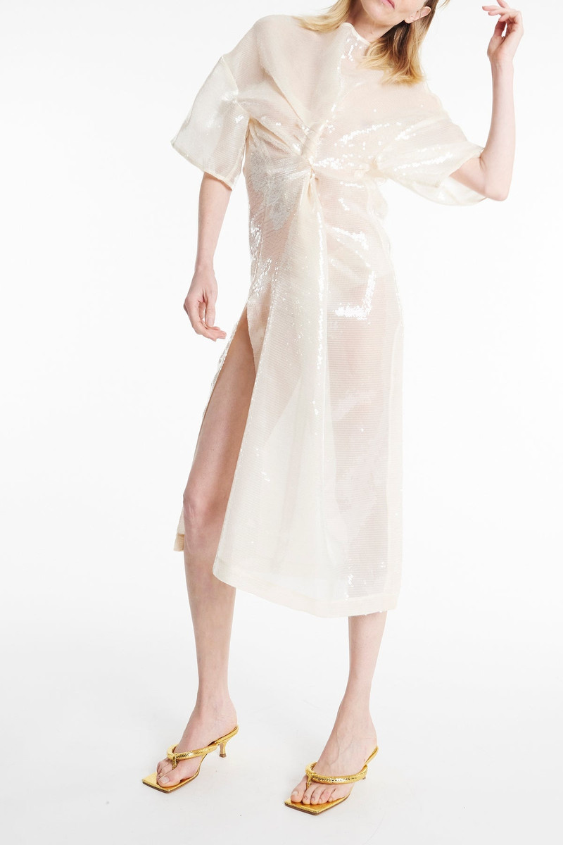 A.W.A.K.E. MODE KNOTTED SEQUIN DRESS IVORY outlook