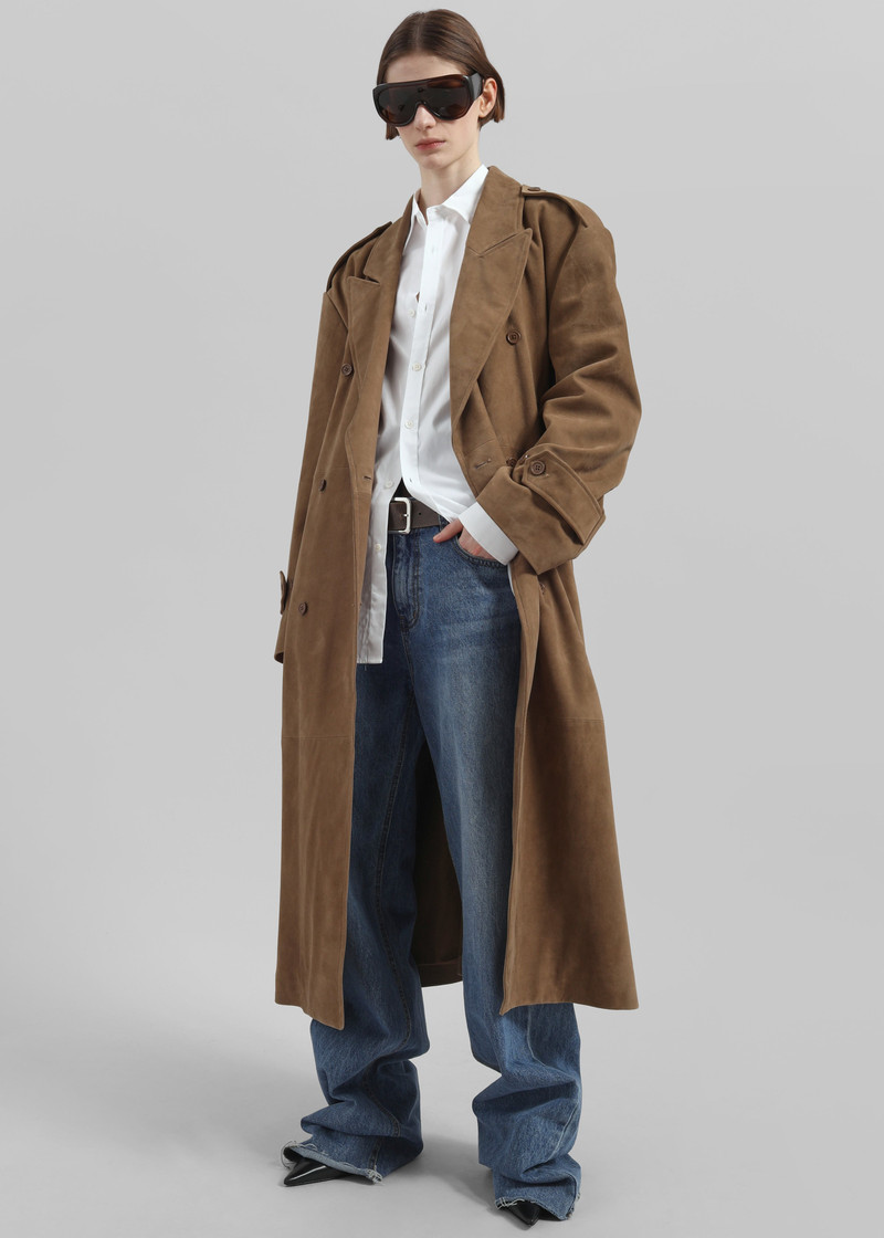 The Frankie Shop Pembroke Faux Suede Trench - Camel outlook