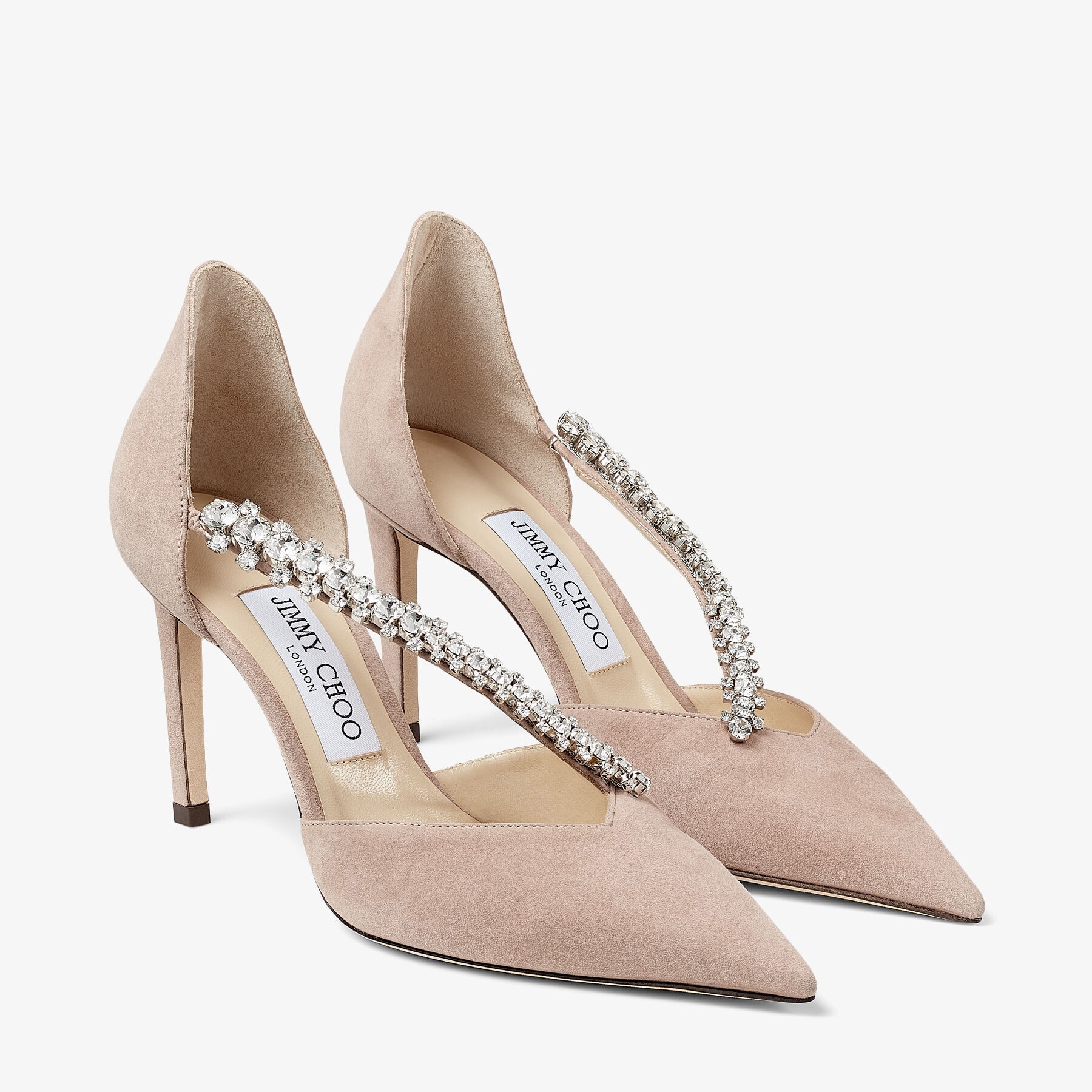 Bee 85
Ballet Pink Suede Pumps with Crystal Embellishment - 2