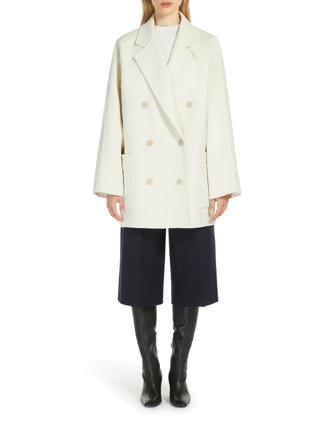 SHORT WOOL AND CASHMERE COAT - 3