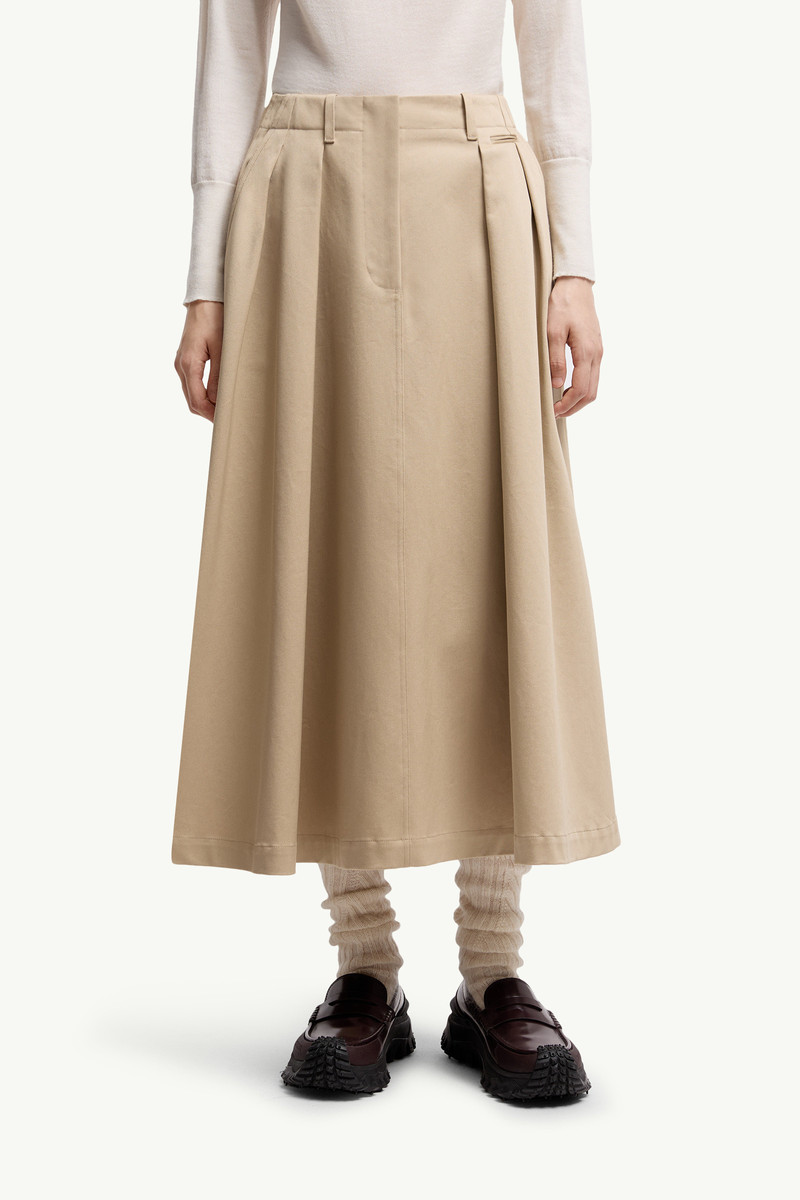 Logo Label Cotton Gabardine Midi Skirt 3