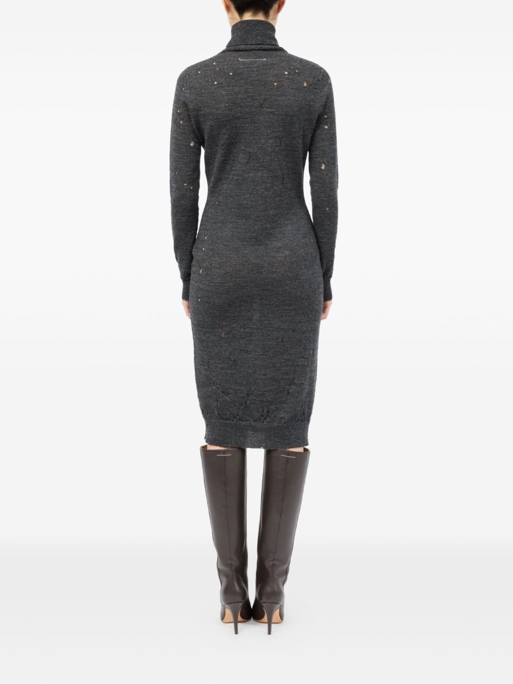 turtleneck ribbed dress - 5