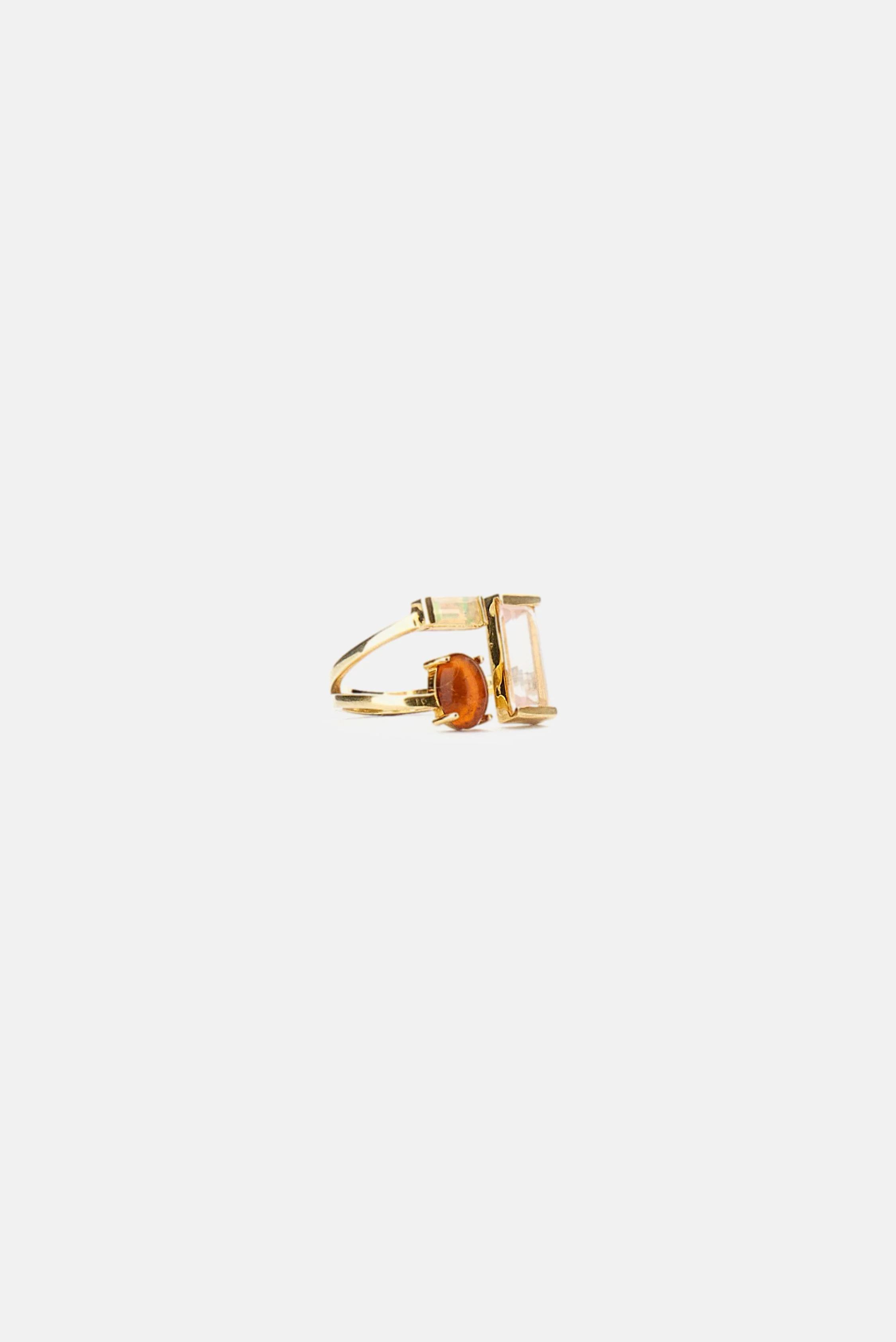 Pink Oval Double Baguette Ring - 1