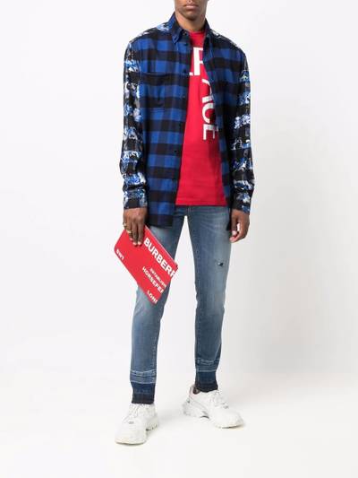 VERSACE Baroccoflage-print plaid shirt outlook