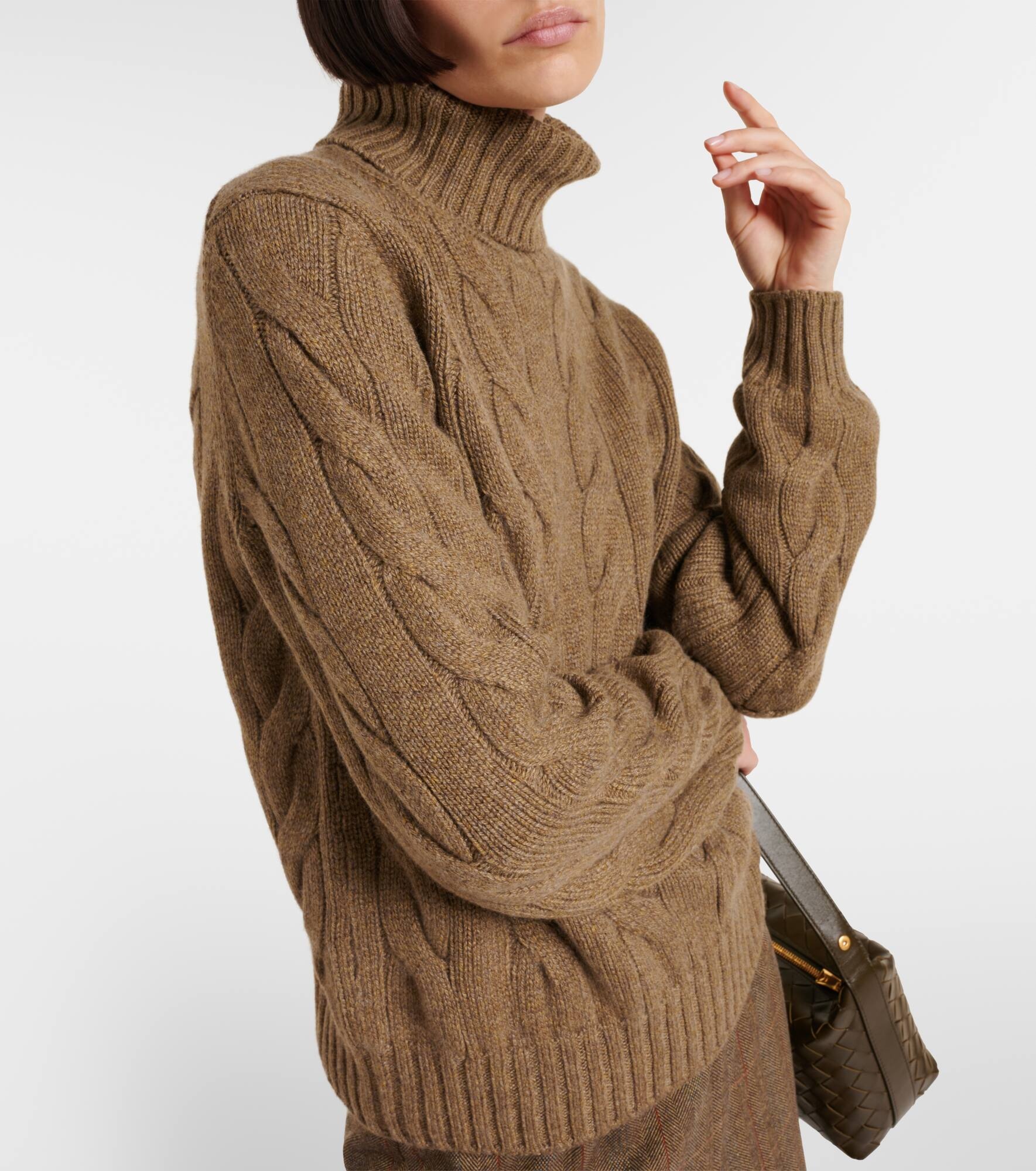 Napier cable-knit cashmere turtleneck sweater - 5