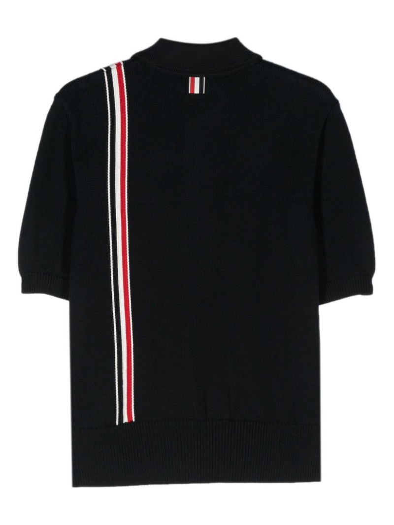 Thom Browne RWB-stripe knitted polo shirt outlook