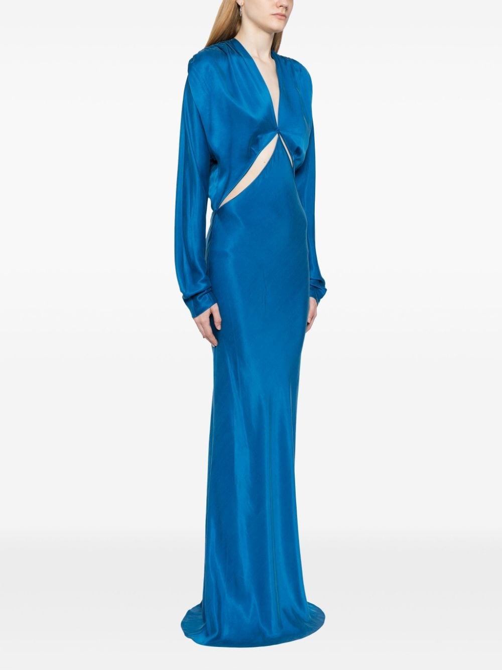 cut out-detail satin maxi dress - 3