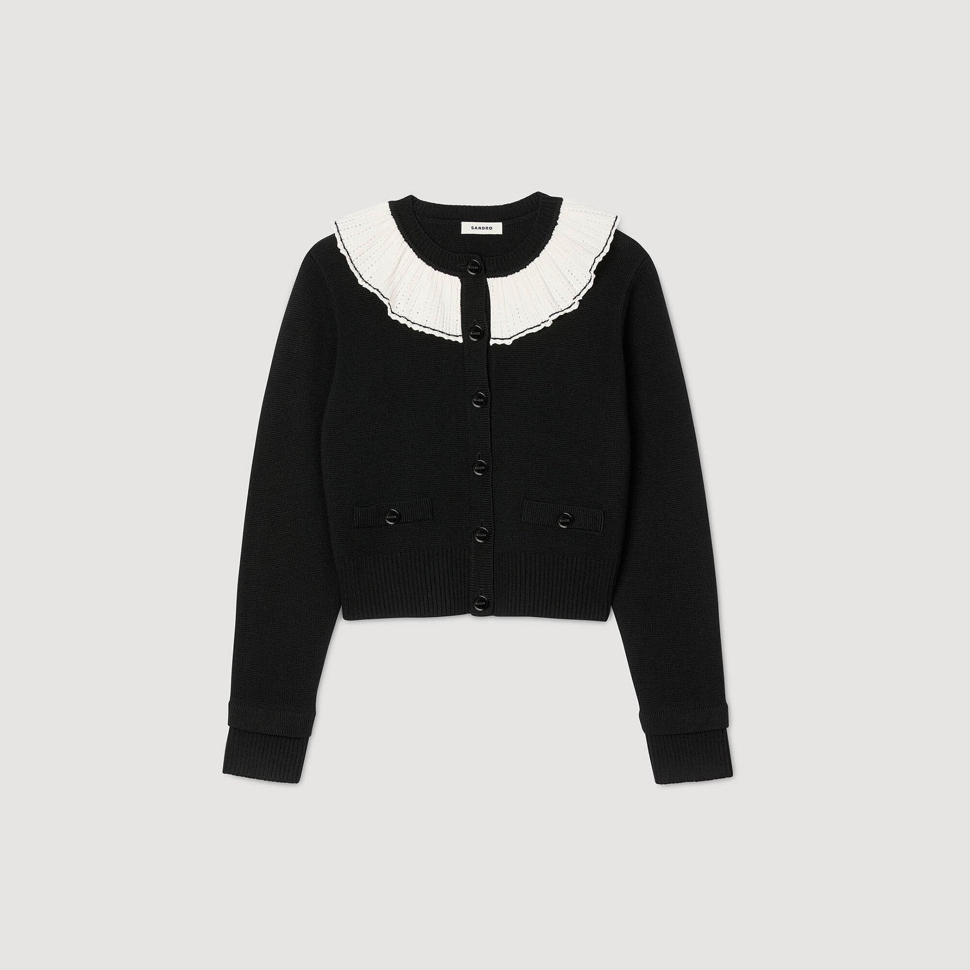 CARDIGAN WITH CONTRAST COLLAR - 6