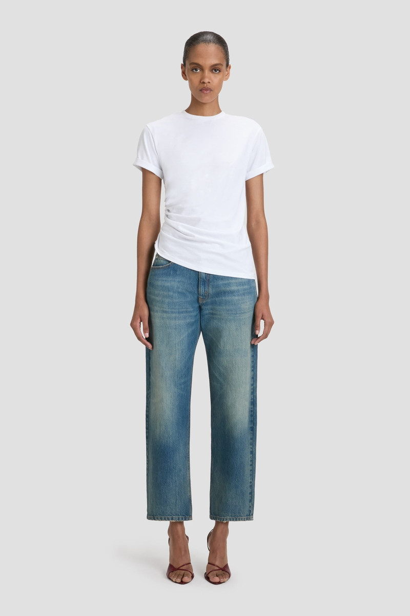Victoria Beckham Gathered Detail T-Shirt In White outlook