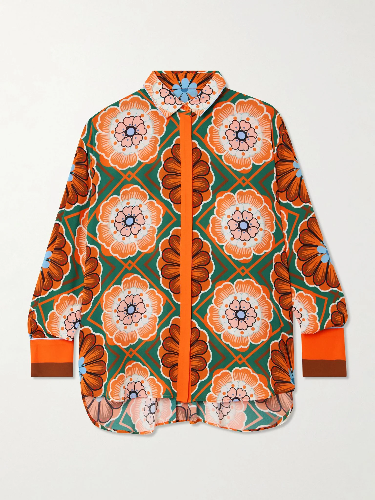 Nova printed crepe shirt Orange - 1