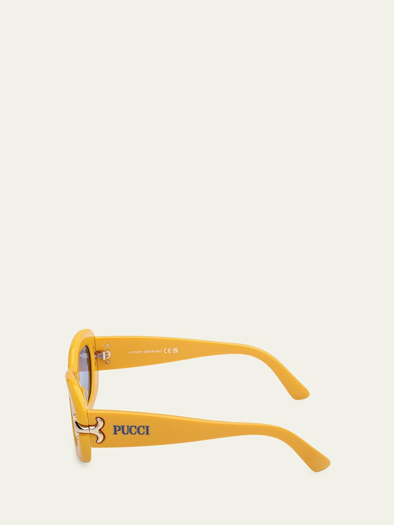 PUCCI Filigree Acetate Round Sunglasses outlook