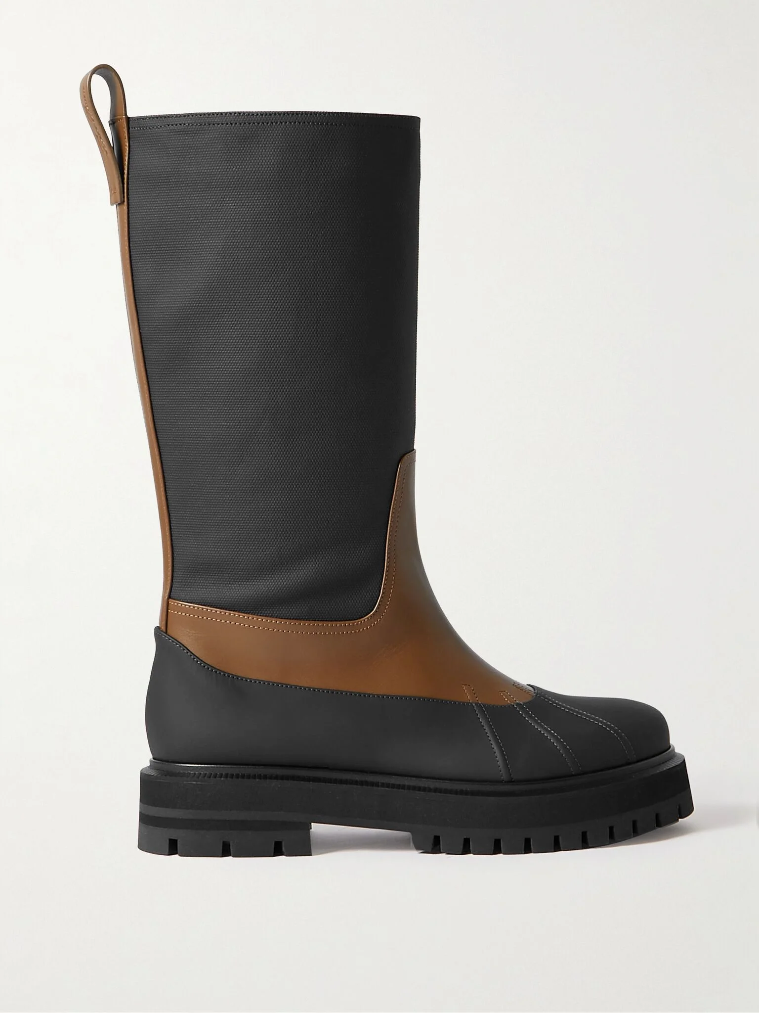 Regent Fishing leather and coated-canvas rain boots Black - 1