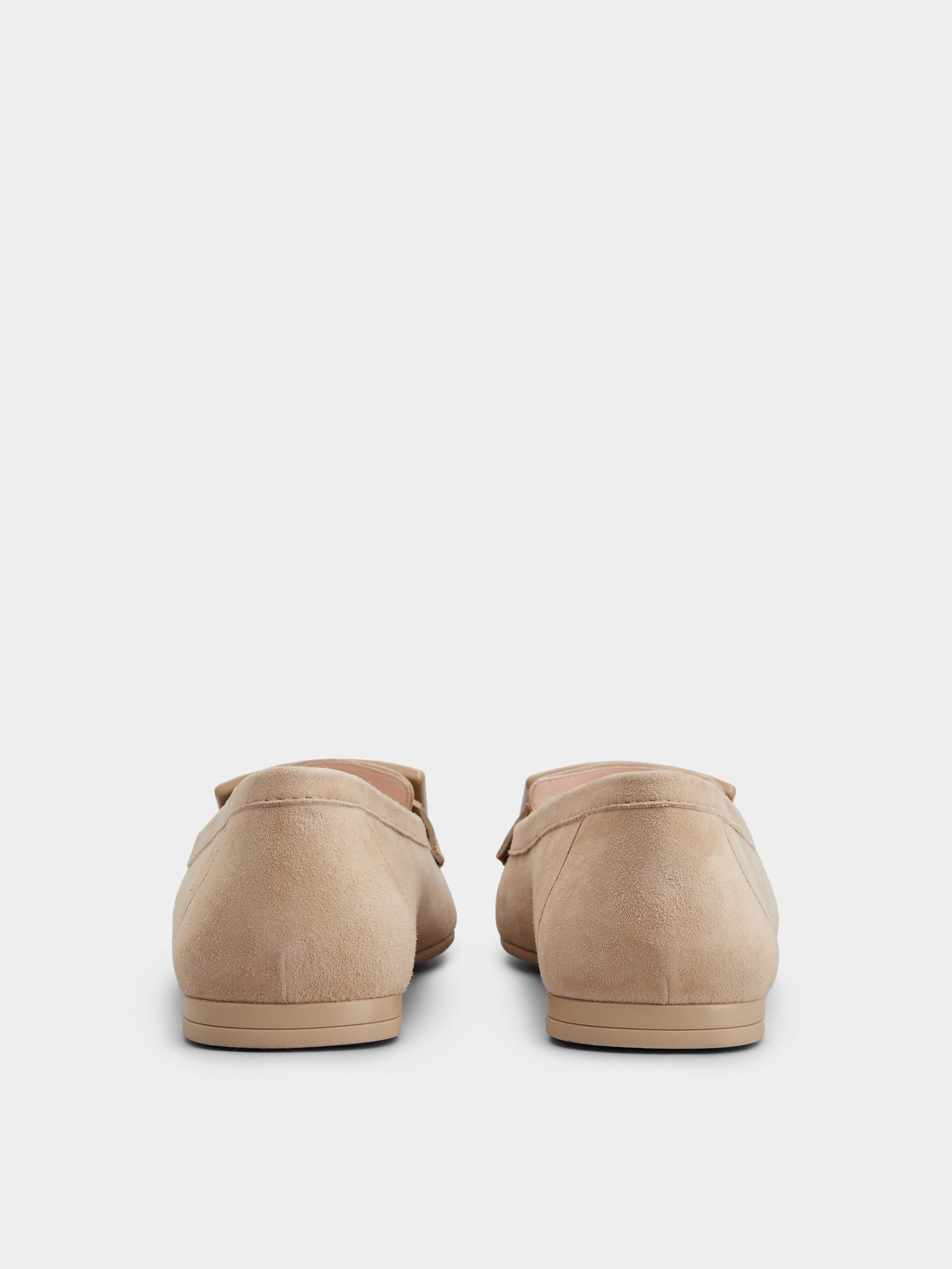 Lacquered Buckle Loafers  in Suede - 5